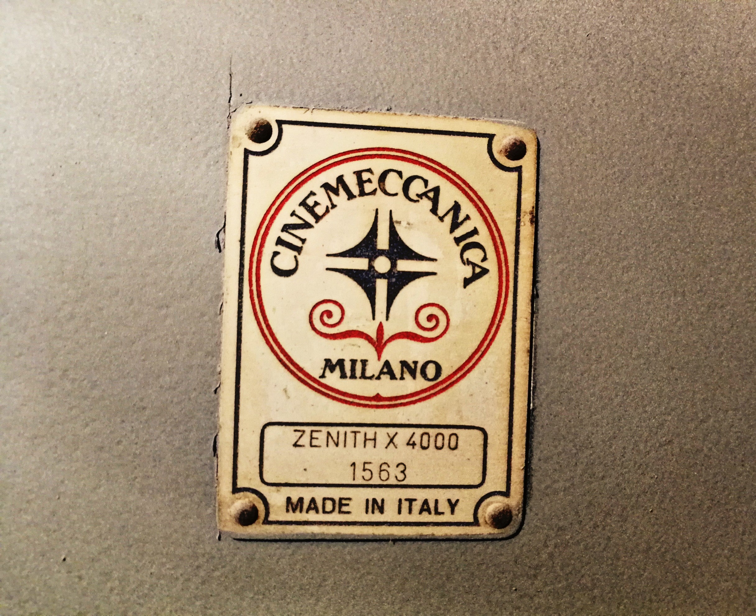 Robyn Cimeccanica Milano film projector close up view of Cinemeccanica Milano plate by Stadl Art