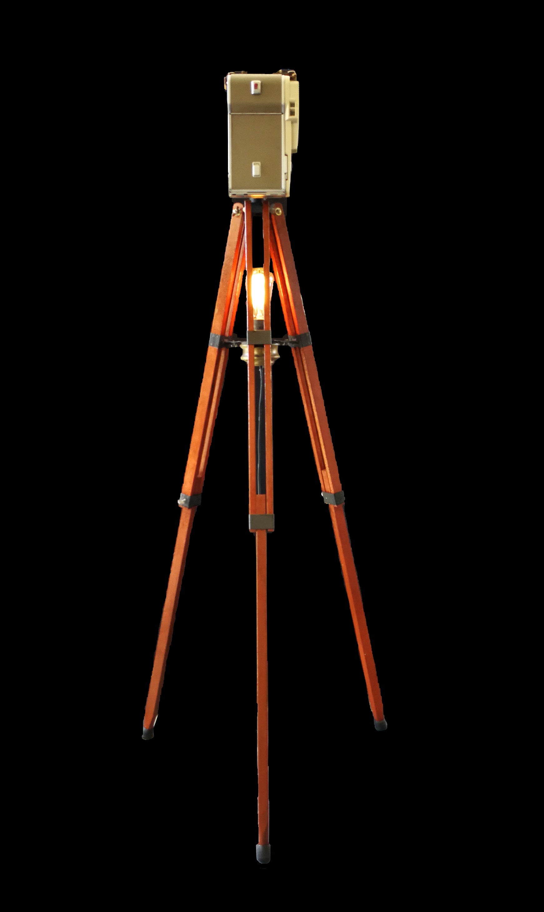 Tripod light with vintage camera rear view