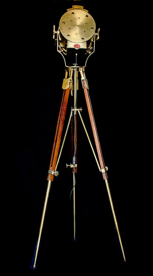 Dumpy level tripod lamp with spot light on top rear view